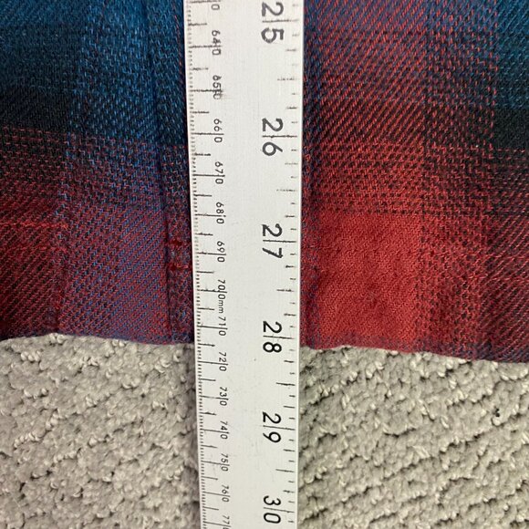 The North Face Flannel Shirt Men's Small Red Blue Black Shadow Plaid Pearl Snap - Picture 11 of 14